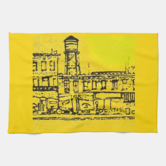 Yellowville houses and homes and water tower kitchen towel