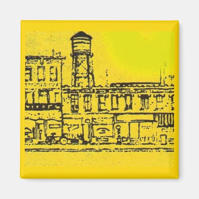 Yellowville houses and homes and water tower magnet (Front)