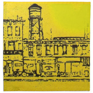 Yellowville houses and homes and water tower napkin