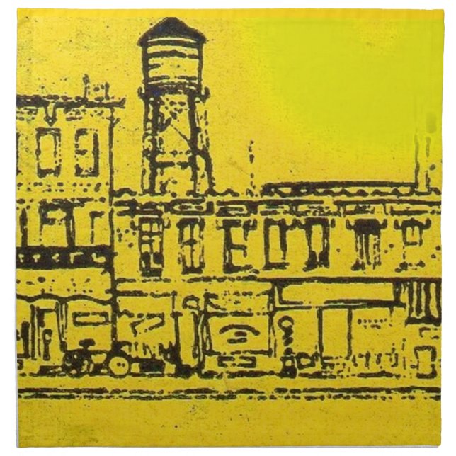 Yellowville houses and homes and water tower napkin (Front)