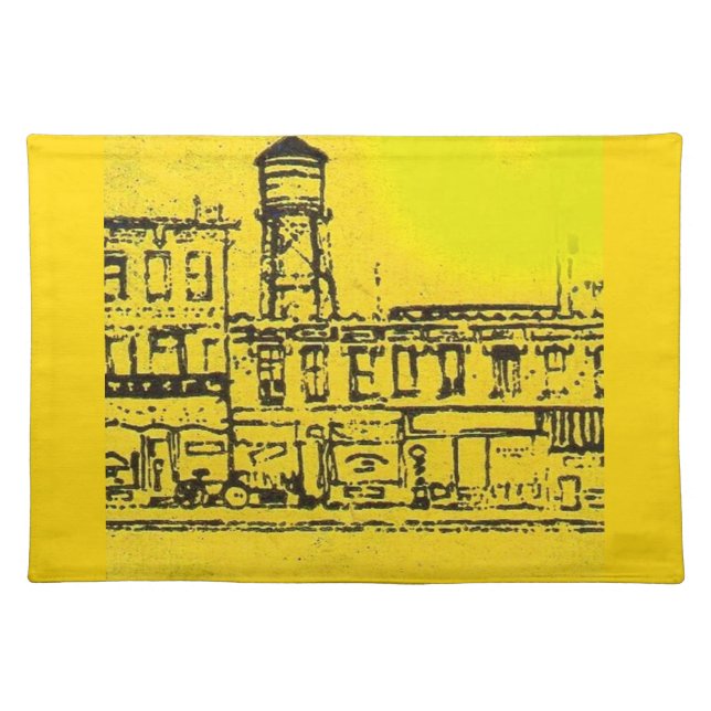 Yellowville houses and homes and water tower placemat (Front)