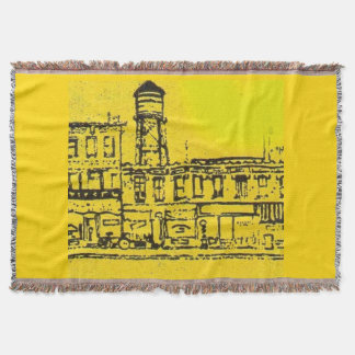 Yellowville houses and homes and water tower throw blanket