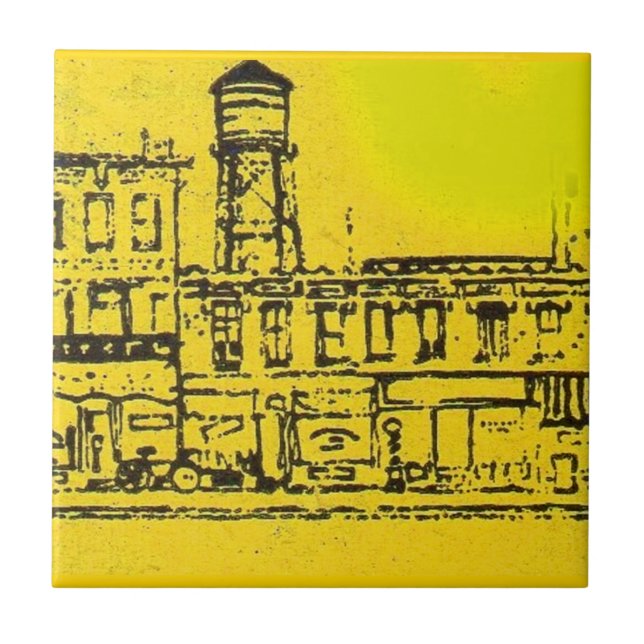 Yellowville houses and homes and water tower tile (Front)