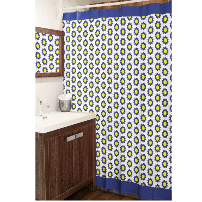 Yelow and Blue Floral Shower Curtain (Creator Uploaded)