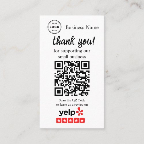 Yelp Review Request Card with QR Code
