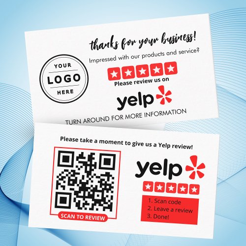 Yelp Review Request Card with QR Code
