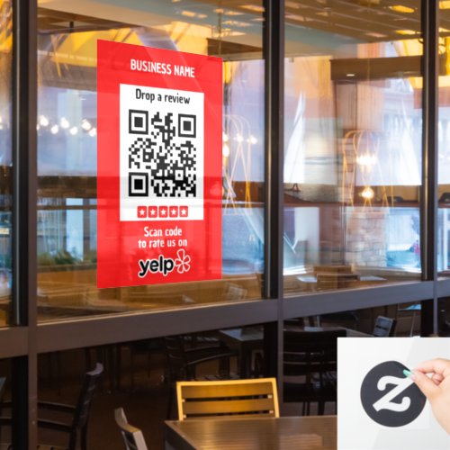 Yelp Review Request with QR Code Window Cling