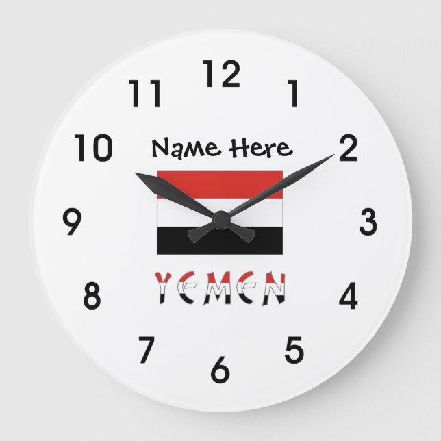 Yemen and Yemeni Flag Personalized Large Clock (Front)