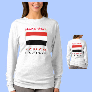 Yemen and Yemeni Flag Red Personalization Women's  T-Shirt