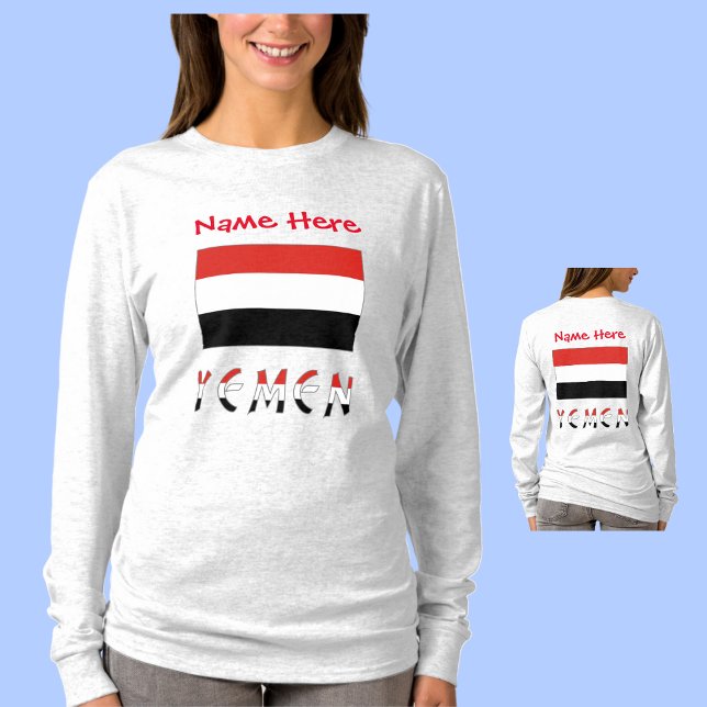 Yemen and Yemeni Flag Red Personalization Women's  T-Shirt (Creator Uploaded)