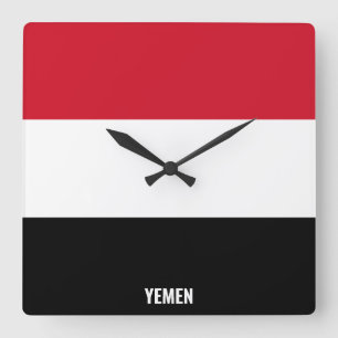 Yemen Flag Dazzling Patriotic Square Wall Clock