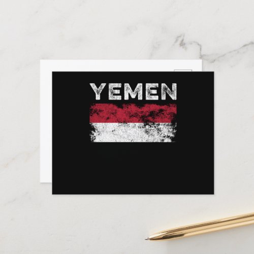 Yemen Flag Distressed _ Yemeni Flag Postcard