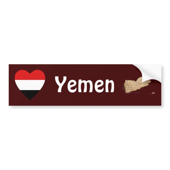 Yemen Flag Heart + Map Bumper Sticker