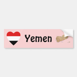 Yemen Flag Heart + Map Bumper Sticker