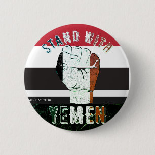 Yemen Flag Liberation Fist, Anti-War Protest Button