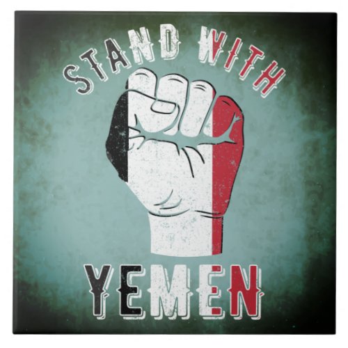 Yemen Flag Liberation Fist Anti_War Protest Ceramic Tile