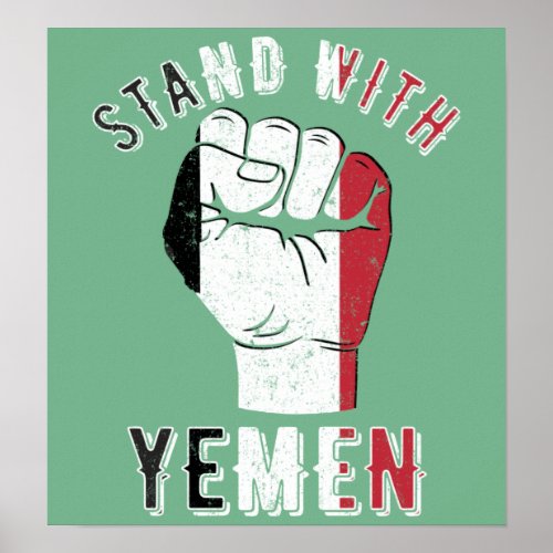 Yemen Flag Liberation Fist Anti_War Protest Poster