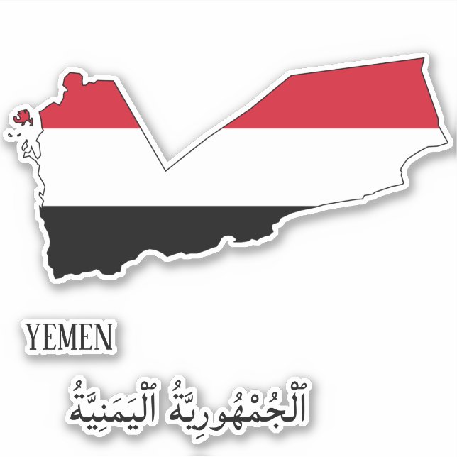 Yemen Flag Map Outline Sticker (Front)