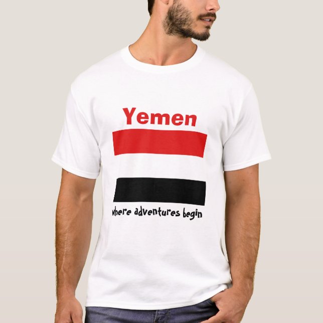 Yemen Flag + Map + Text T-Shirt (Front)