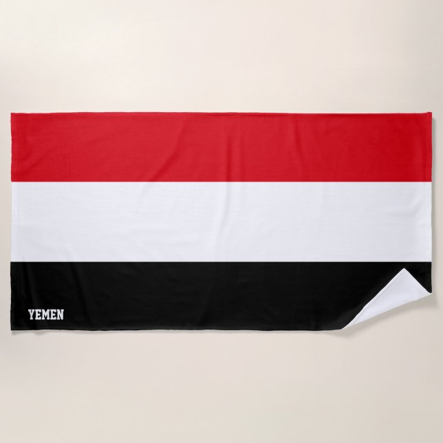 Yemen Flag Splendid Patriotic Beach Towel (Front)