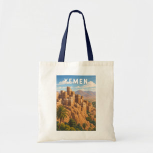 Yemen Illustration Travel Art Vintage Tote Bag