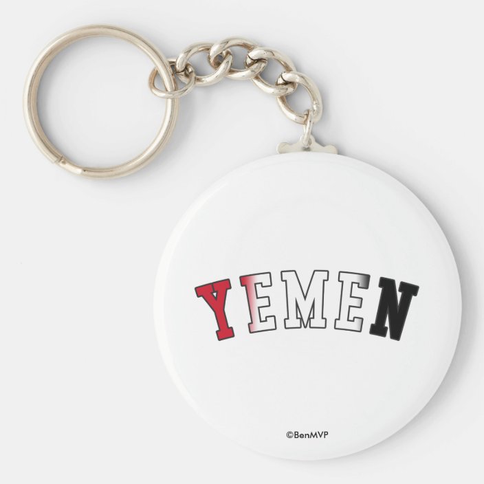 Yemen in National Flag Colors Keychain
