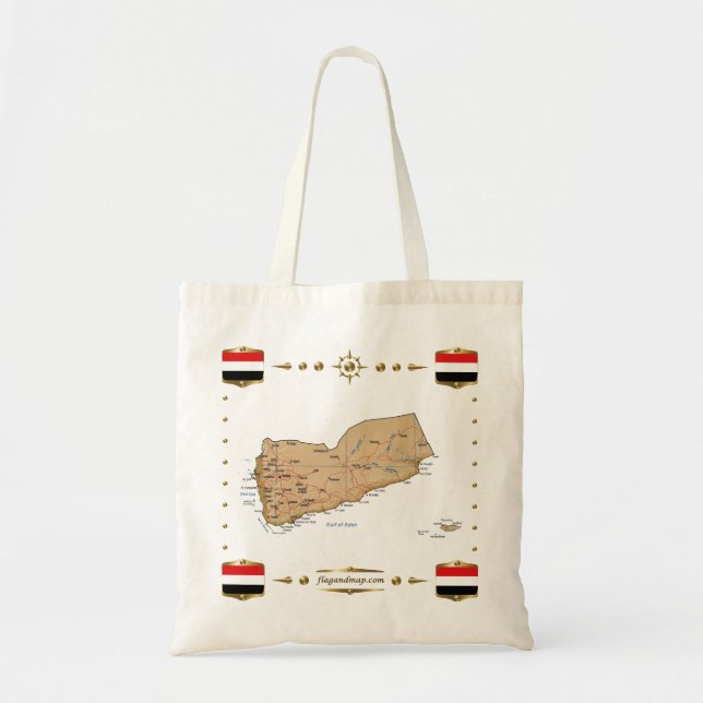 Yemen Map + Flags Bag (Front)