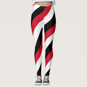 Yemen National Flag Colors Diagonal Striped Leggings
