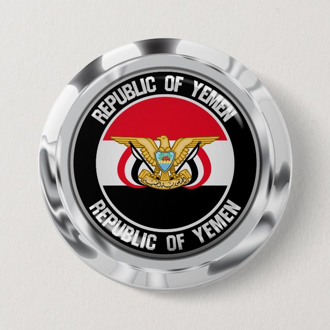 Yemen Round Emblem Button (Front)