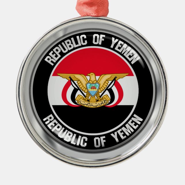 Yemen Round Emblem Metal Ornament (Front)