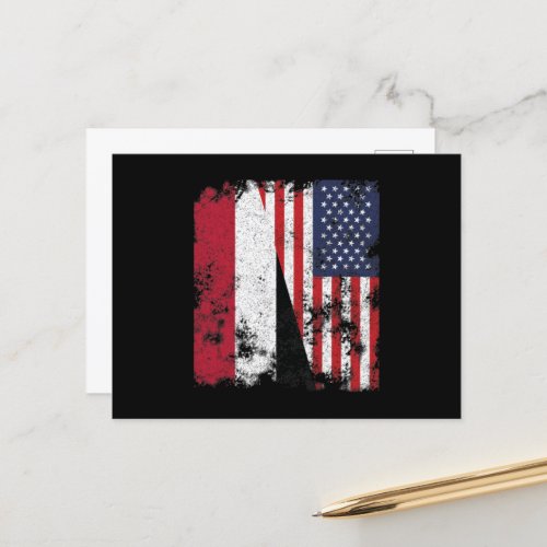 Yemen USA Flag _ Half American Postcard