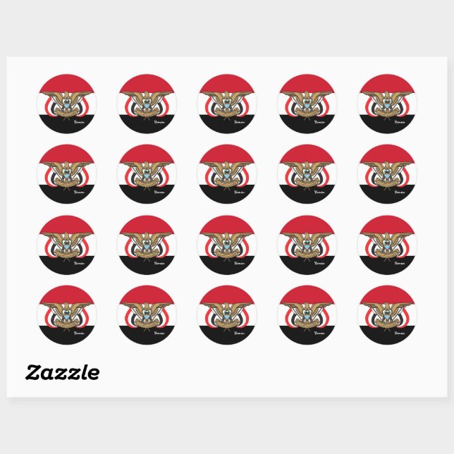 Yemen & Yemeni flag patriots, holiday / sports Classic Round Sticker (Sheet)