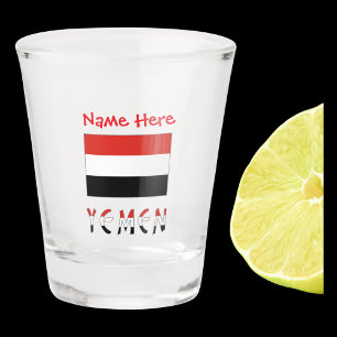 Yemen Yemeni Flag Red Personalized  Shot Glass