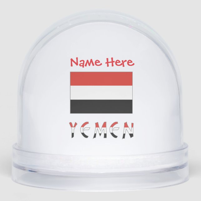 Yemen Yemeni Flag Red Personalized  Snow Globe (Front)
