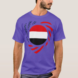 Yemeni American Multinational Patriot Flag Heart T-Shirt