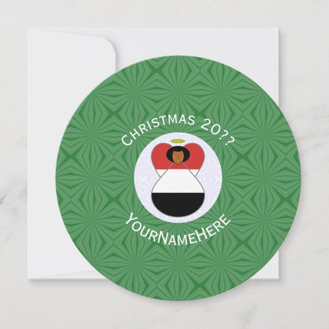 Yemeni Angel Flag Christmas Personalize Round Invitation (Front)