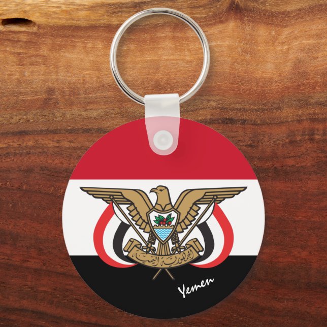 Yemeni Flag & Yemen holiday, patriots / sports Keychain (Front)