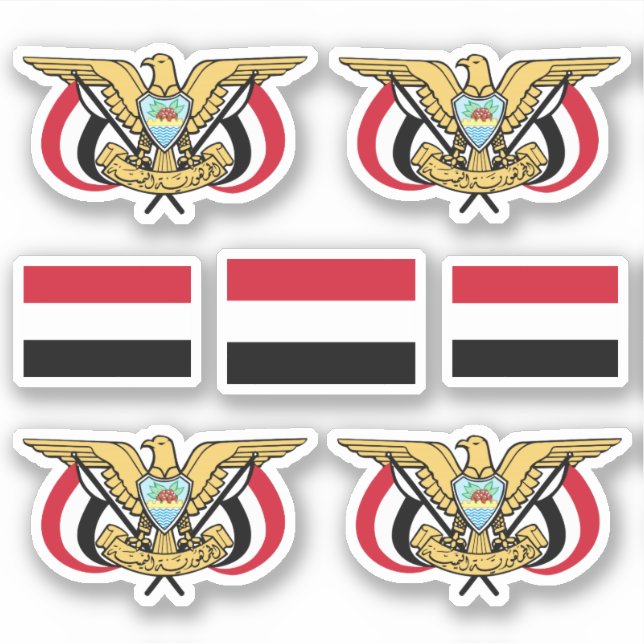 Yemeni national symbols /emblem and flag sticker (Front)
