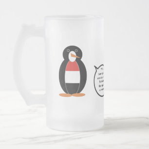 Yemeni Talking Ms. Penguin Personalized Frosted Glass Beer Mug