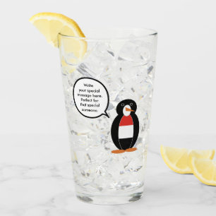 Yemeni Talking Ms. Penguin Personalized Glass