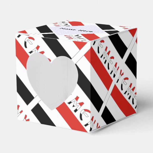 Yemeni Yemeni Flag Tiled Black Personalization  Favor Boxes (Front Side)