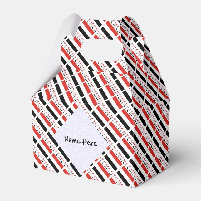 Yemeni Yemeni Flag Tiled Black Personalization  Favor Boxes (Front Side)