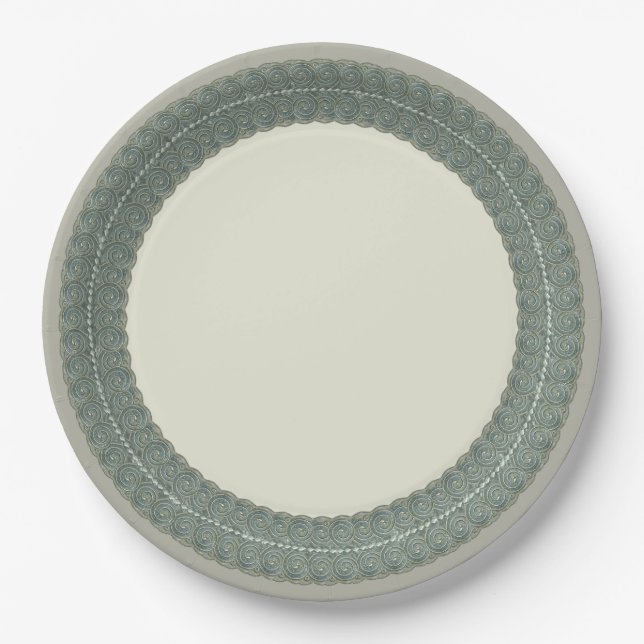Yemenite Antique Silver-work Double Border Paper Plates (Front)