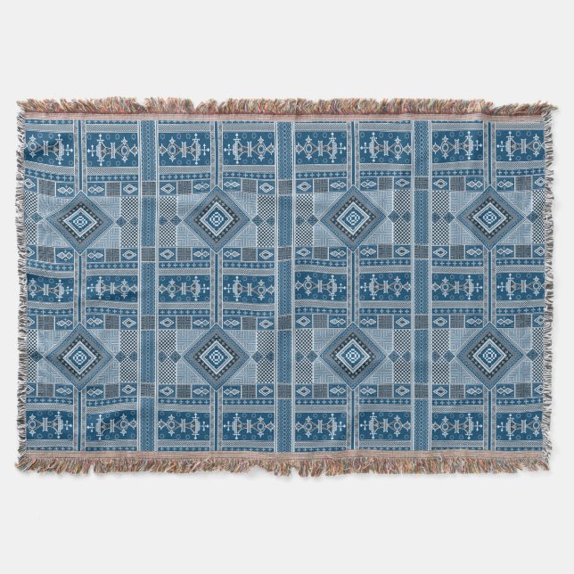 Yemoja’s Indigo Embrace Throw Blanket (Front)