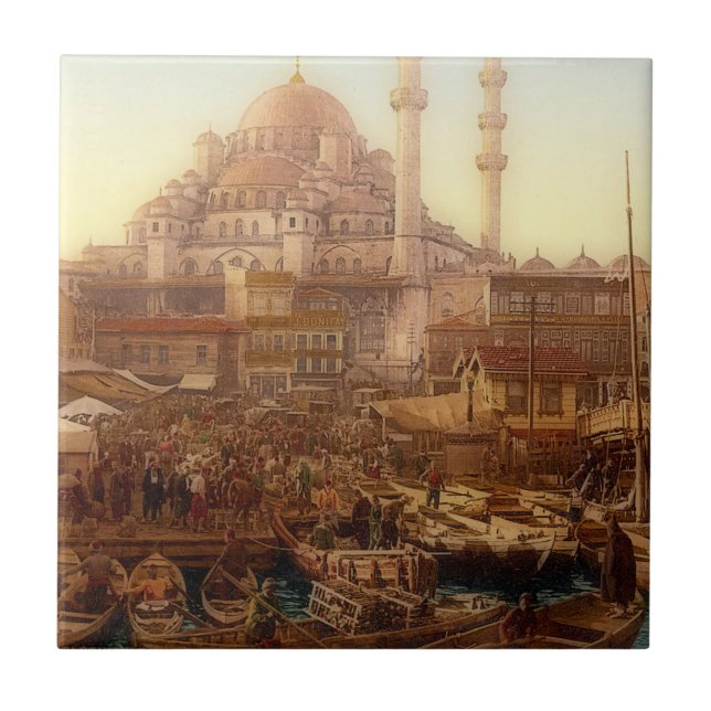 Yeni Cami mosque and Eminönü bazaar -ISTANBUL   Ceramic Tile (Front)
