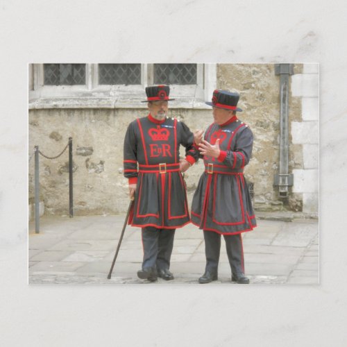 Yeoman Warders in traditional winter dress Postcard