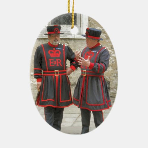 Yeoman warders or beefeaters on duty ceramic ornament