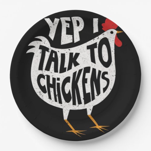 Yep I Talk To Chickens Funny Vintage Chicken Farme Paper Plates
