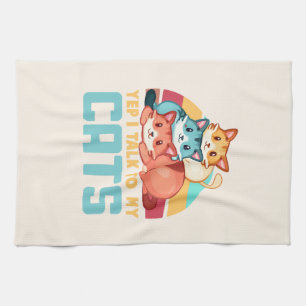 Yep, I Talk to My Cats–Adorable Trio Cat Design 2 Kitchen Towel
