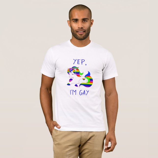 Yep Im Gay Rainbow Unicorn LGBT Shirt (Front Full)